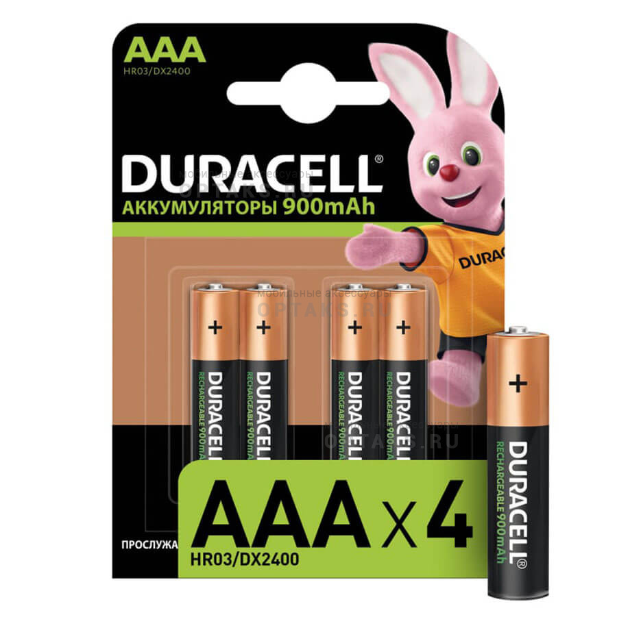 Аккумуляторная батарейка DURACELL HR03 850mAh/900mAh BL4 предзаряженные  (4/40/15000) оптом купить Москве