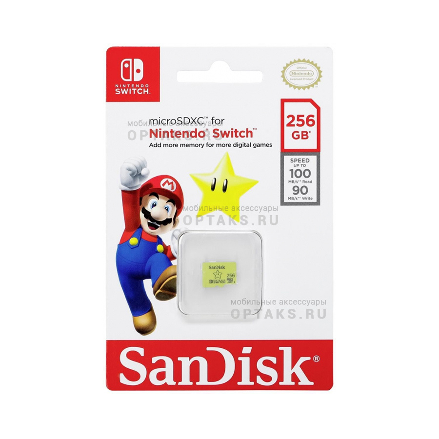 Карта памяти 256 Гб MicroSDXC SanDisk Class 10 Nintendo Switch V30 A1 UHS-I  U3 (100/90 Mb/s) без адаптера оптом купить Москве