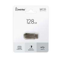 Флешка USB 128 Гб SmartBuy Dual MC35, USB3.0, металл, Type-C + Type-A, серебряный