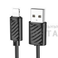 Кабель USB to Lightning HOCO X88 Gratified, 1m, 2.4A,  чёрный, не упакован