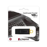 Флешка USB 128 Гб Kingston DataTravele Exodia, USB3.2, пластик, чёрный, жёлтая вставка