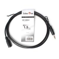 Кабель удлинительный TELECOM 3.5 Jack (M) / 3.5 Jack (F), стерео, аудио, 1.5 м. (1/250)