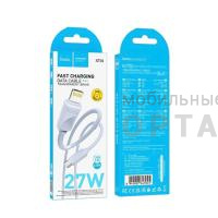 Кабель Type-C to Lightning HOCO X114 Energy, 1.0м, круглый, PD27Вт, ПВХ, цвет: голубой (1/31/310)