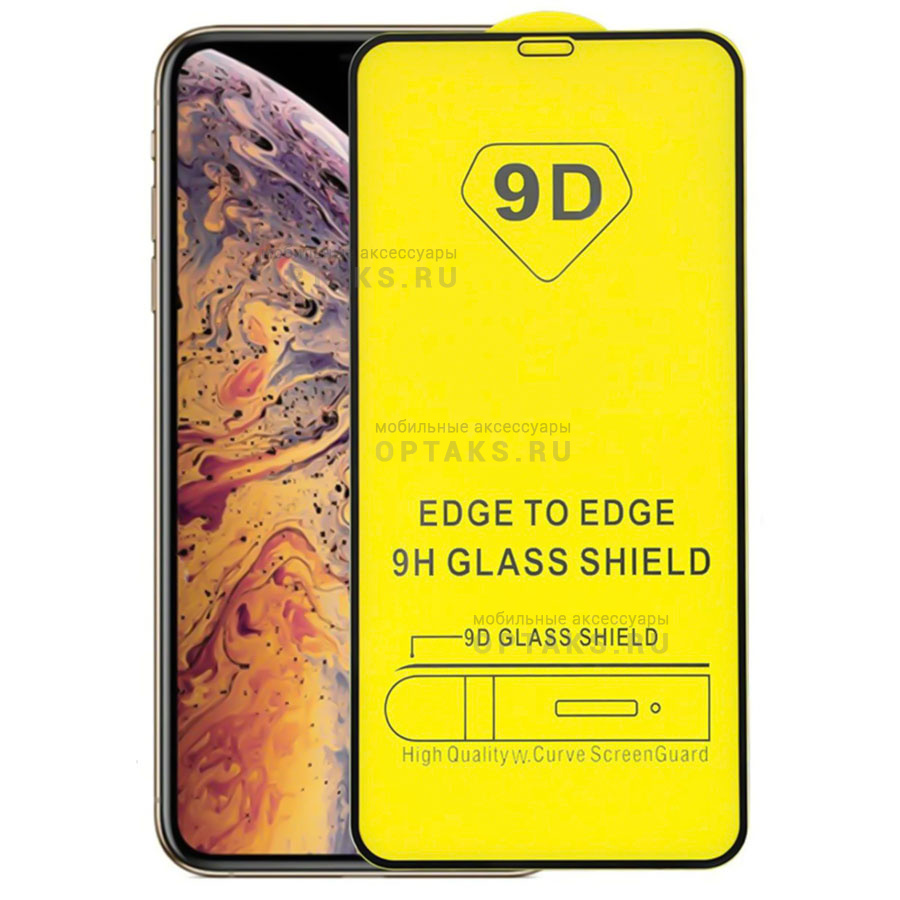 Стекло защитное 9D Full Glue в техпаке, (заказ КРАТНО 25шт/цена за 1шт),  для OPPO A1K, черное оптом купить Москве