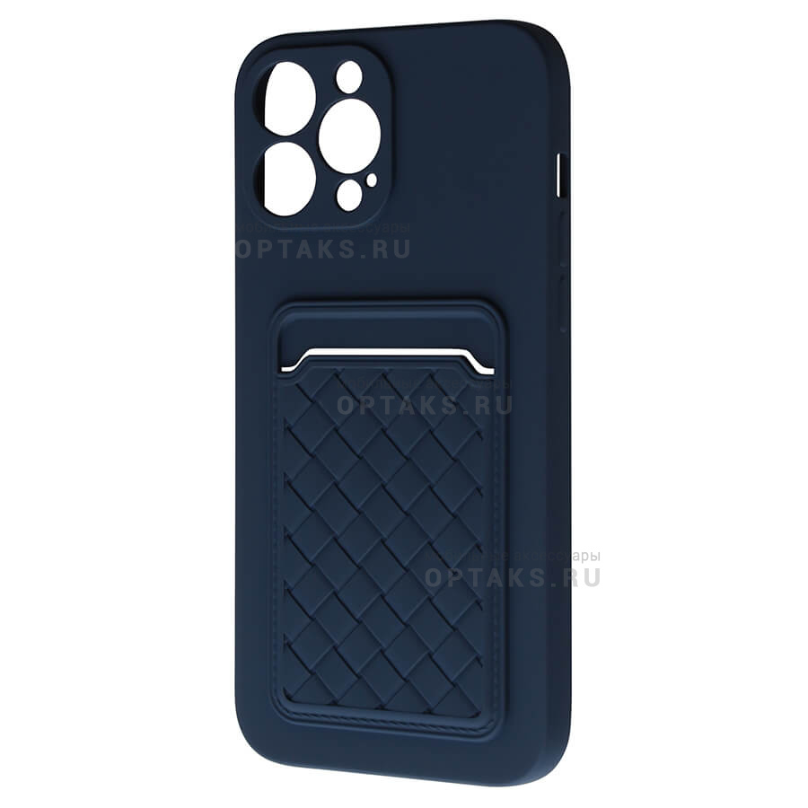 Накладка-чехол с визитницей/отсек для карты CARD CASE в техпаке, для iPhone  XR, синяя оптом купить Москве