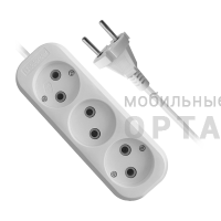 Удлинитель DEFENDER B230 3 гнезда, 7 метров, 10А/2200Вт, без заземления, ПВС 2х1,0мм, белый (1/25)