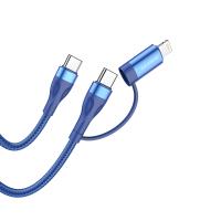 Кабель Type-C-Type-C-Lightning Borofone BX61 Source, 1m, 3A, 60W, синий