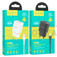 СЗУ HOCO N25, Maker, 2100mA, кабель  Lightning,  черный