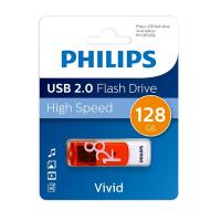 Флешка USB 128 Гб Philips VIVID2.0, USB2.0, белый, оранжевый