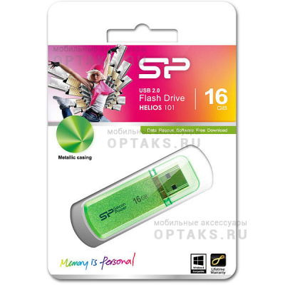 Флешка USB, 16 Гб Silicon Power  Helios 101  зеленый