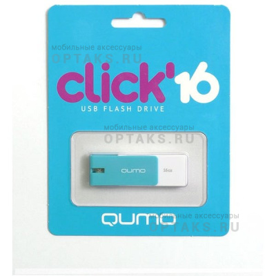 Флешка USB 16 Гб Qumo  Click  лазурь