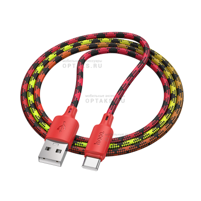Кабель USB to Type-C HOCO X116 Meridian, 1m, 3A,  красный