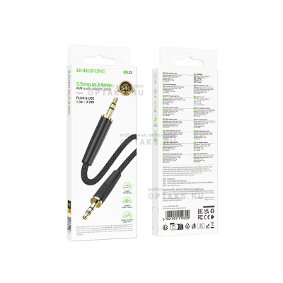 Aux-кабель Jack 3,5mm(m)-Jack 3,5mm(m) Borofone BL23, Refinado, 1m, черный
