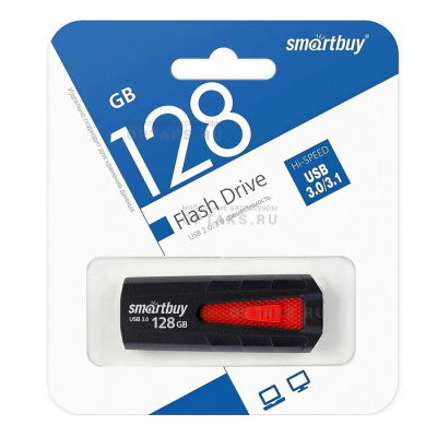Флешка USB3.0 128 Гб  Smartbuy  Iron  чёрный/красный