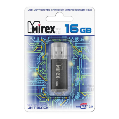 Флешка USB, 16 Гб Mirex  UNIT  чёрный  (ecopack)