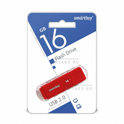 Флешка USB, 16 Гб Smartbuy  Dock  красный