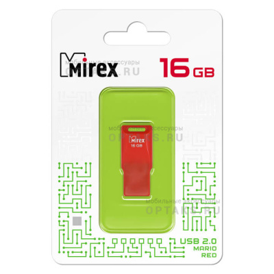 Флешка USB 16 Гб Mirex  MARIO  красный  (ecopack)