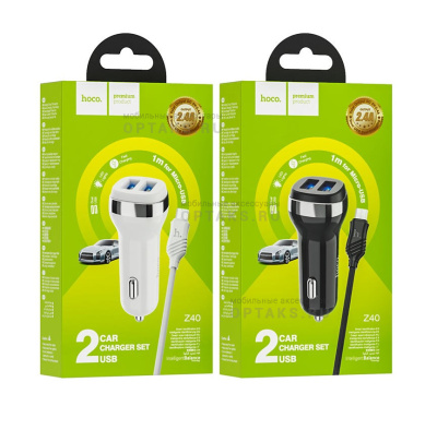 АЗУ HOCO Z40, Superior, кабель USB to Micro,  белый