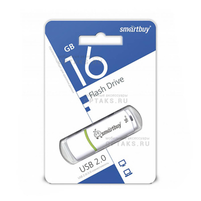 Флешка USB, 16 Гб Smartbuy  Crown  белый  COMPACT