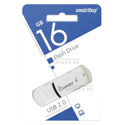 Флешка USB, 16 Гб  Smartbuy  Paean  белый