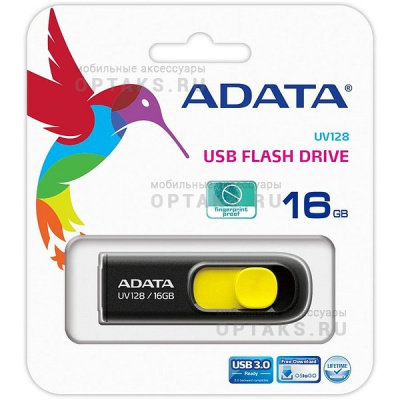 Флешка USB3.0 16 Гб ADATA  UV128  чёрный/жёлтый