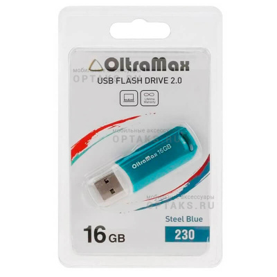 Флешка USB, 16 Гб OltraMax  230  стальной синий