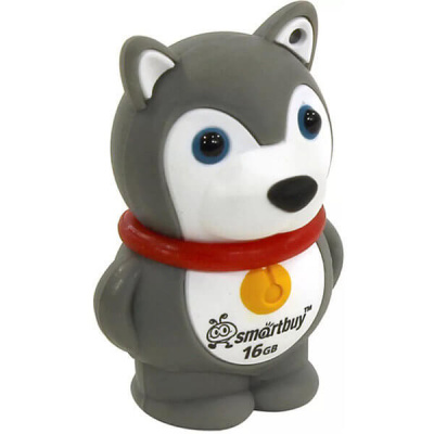 Флешка USB, 16 Гб Smartbuy Wild series  Собака  серая