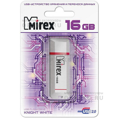 Флешка USB, 16 Гб Mirex  KNIGHT  белый  (ecopack)