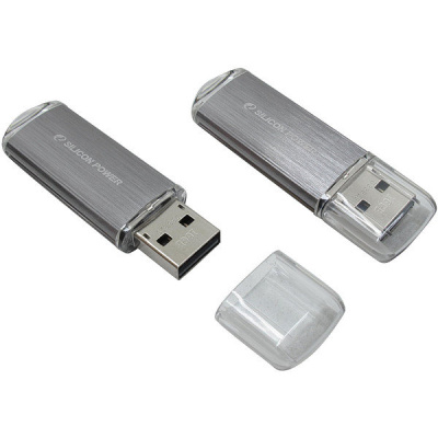Флешка USB, 16 Гб Silicon Power  Ultima II  серебро