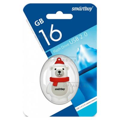 Флешка USB, 16 Гб Smartbuy Wild series  Медведь касабланка