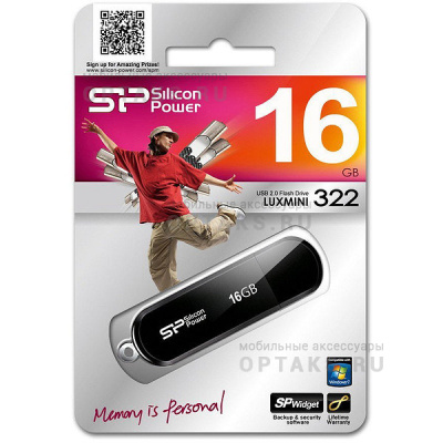 Флешка USB, 16 Гб Silicon Power  LuxMini 322  чёрный