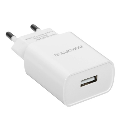 Блок питания сетевой 1 USB BOROFONE BA20A, Sharp, 2100mA, , пластик, цвет: белый (1/65/260)