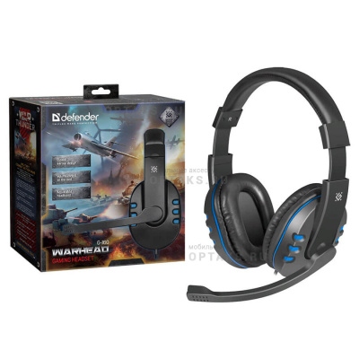 Наушники игровые Defender Warhead G-160, черный/синий