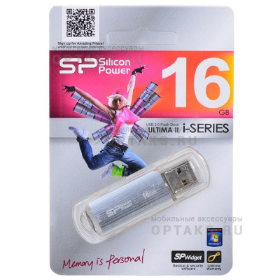 Флешка USB, 16 Гб Silicon Power  Ultima II  серебро