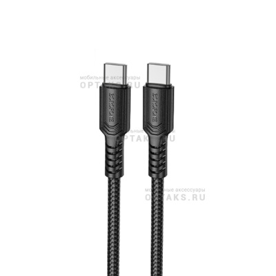 Кабель Type-C to Type-C BOROFONE BX116 Certain, 1.0м, 3A, PD60Вт, ткань, цвет: черный (1/360)