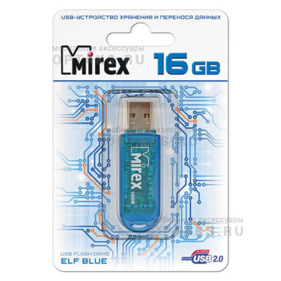 Флешка USB 16 Гб Mirex  ELF  синий  (ecopack)