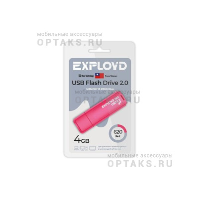 Флешка USB 4 Гб Exployd 620, USB2.0, пластик, красный
