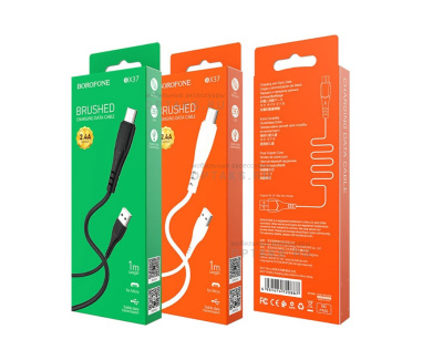 Кабель USB to Micro Borofone BX37 Wieldy, 1.0м, круглый, 2.4A, белый