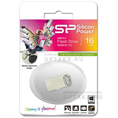 Флешка USB, 16 Гб Silicon Power  Touch T50  металл