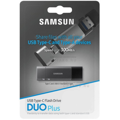 Флешка USB3.1 128 Гб Samsung  Duo Plus  USB Type A + USB Type C  серый