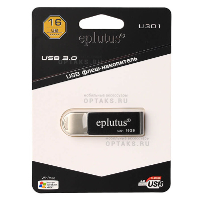 Флешка USB2.0 16 Гб Eplutus U301 метал выдвижной