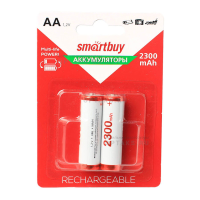 Аккумуляторная батарейка Smartbuy R6 NiMh (2300 mAh) (2 бл)   (24/240)