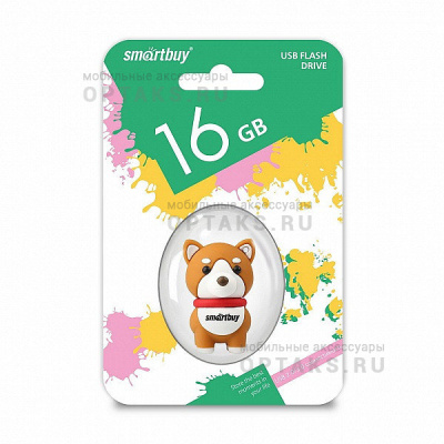Флешка USB, 16 Гб Smartbuy Wild series  Собачка Акита