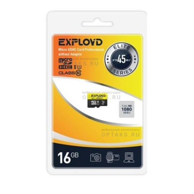 Карта памяти microSDHC 16 Гб Exployd, Elite, Class10, UHS-I 45Mb/s, без адаптера