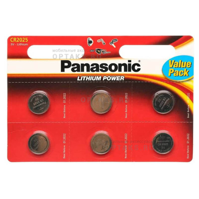 Элемент питания PANASONIC Power Cells CR2025  BL6   (120/600)