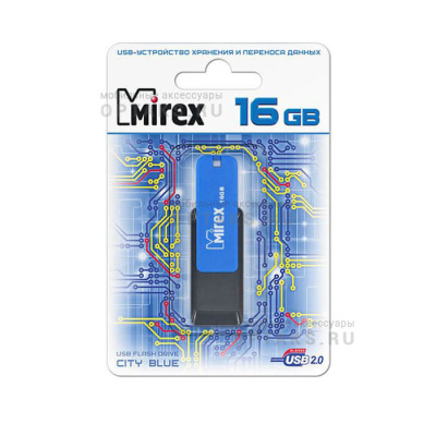 Флешка USB, 16 Гб Mirex  CITY  синий  (ecopack)