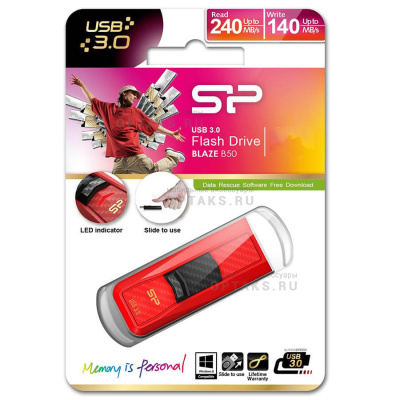 Флешка USB3.0 16 Гб Silicon Power  Blaze B50  красный