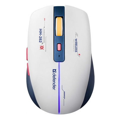 Беспроводная игровая мышь DEFENDER Dila MM-282 бел+син,LED,6D,2.4,1800dpi (1/100)
