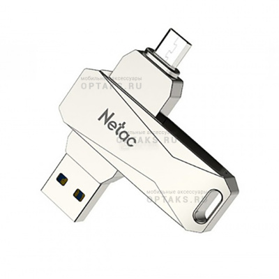 Флешка USB3.0 16 Гб Netac  U381 Dual  серебро (USB 3.0/3.1 + MicroUSB)