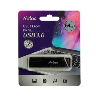 Флешка USB 64Gb Netac U336, USB 3.0, черный